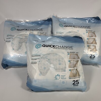 QuickChange Male Incontinence Urine Management Wrap 25 Count (3) 75 Total Sealed
