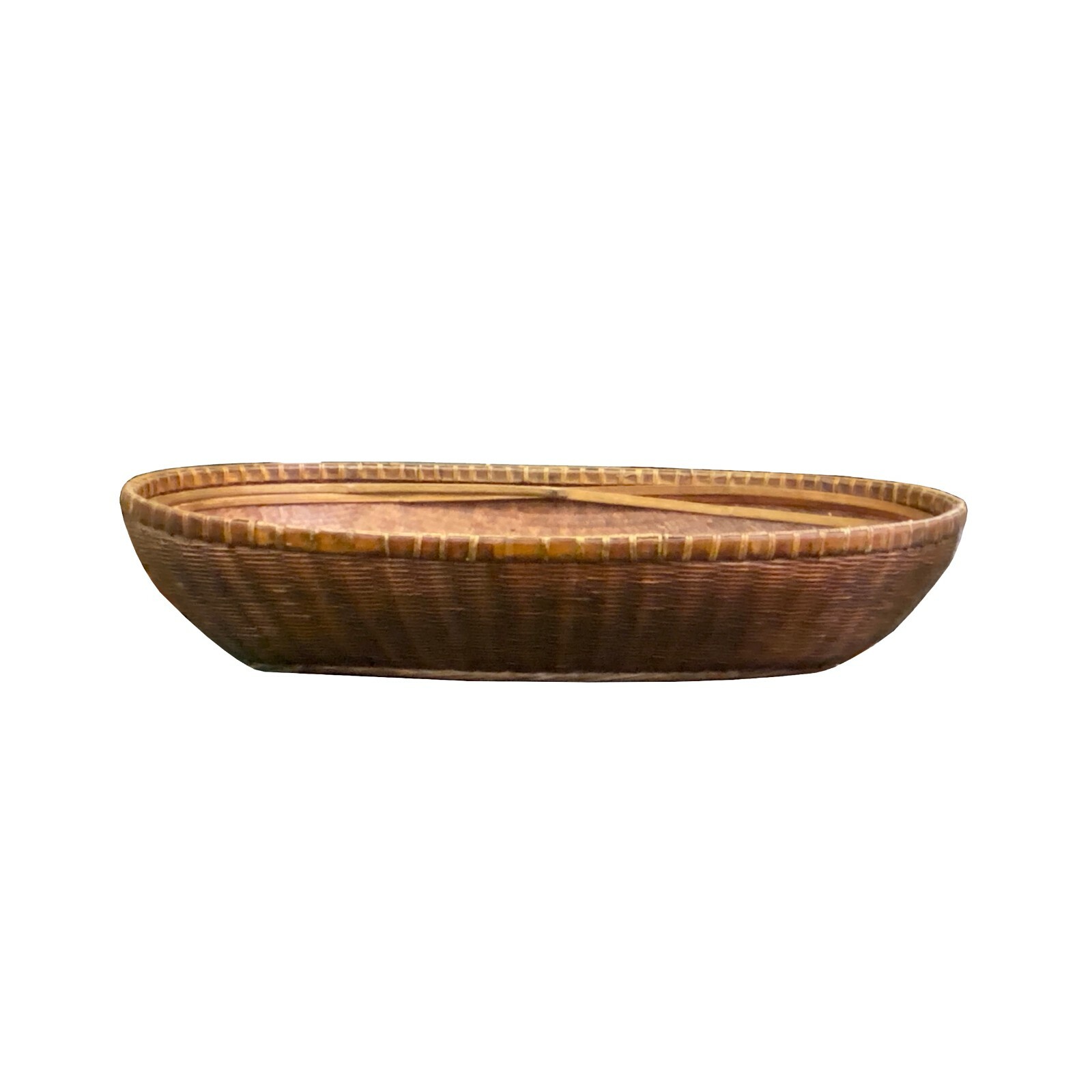 Oriental Vintage Restored Light Brown Rattan Oval Basket Tray ws1301S Oriental Vintage Restored Light Brown Rattan Oval Basket Tray ws1301S