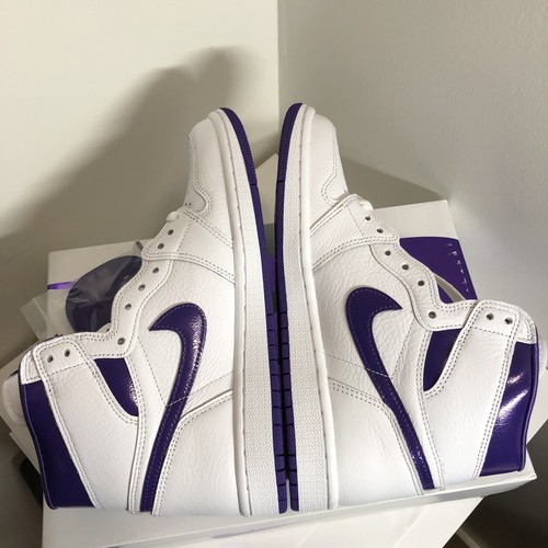 Pre-owned Jordan Brand Women's Nike Air  1 High Og Shoes White Court Purple Cd0461-151