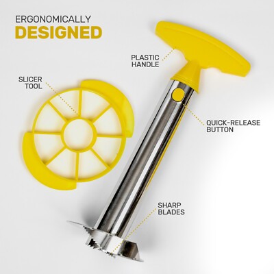 Pineapple Corer Cutter Stainless Steel Fruit Peeler Slicer Yellow Stem Tool
