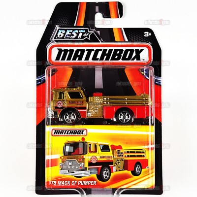 Best of Matchbox 75 MACK CF PUMPER gold- MBX 1:64 Mattel Fire Truck RUBBER TIRES
