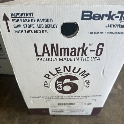 Berk-Tek LANmark-6, Cat6 Plenum CMP, UTP, 1000 ft, Green