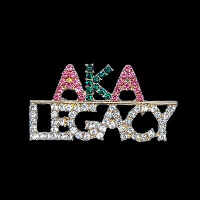 AKA Alpha Kappa Alpha LEGACY - Sorority Pin / Brooch Rhinestones NEW Gold Tone