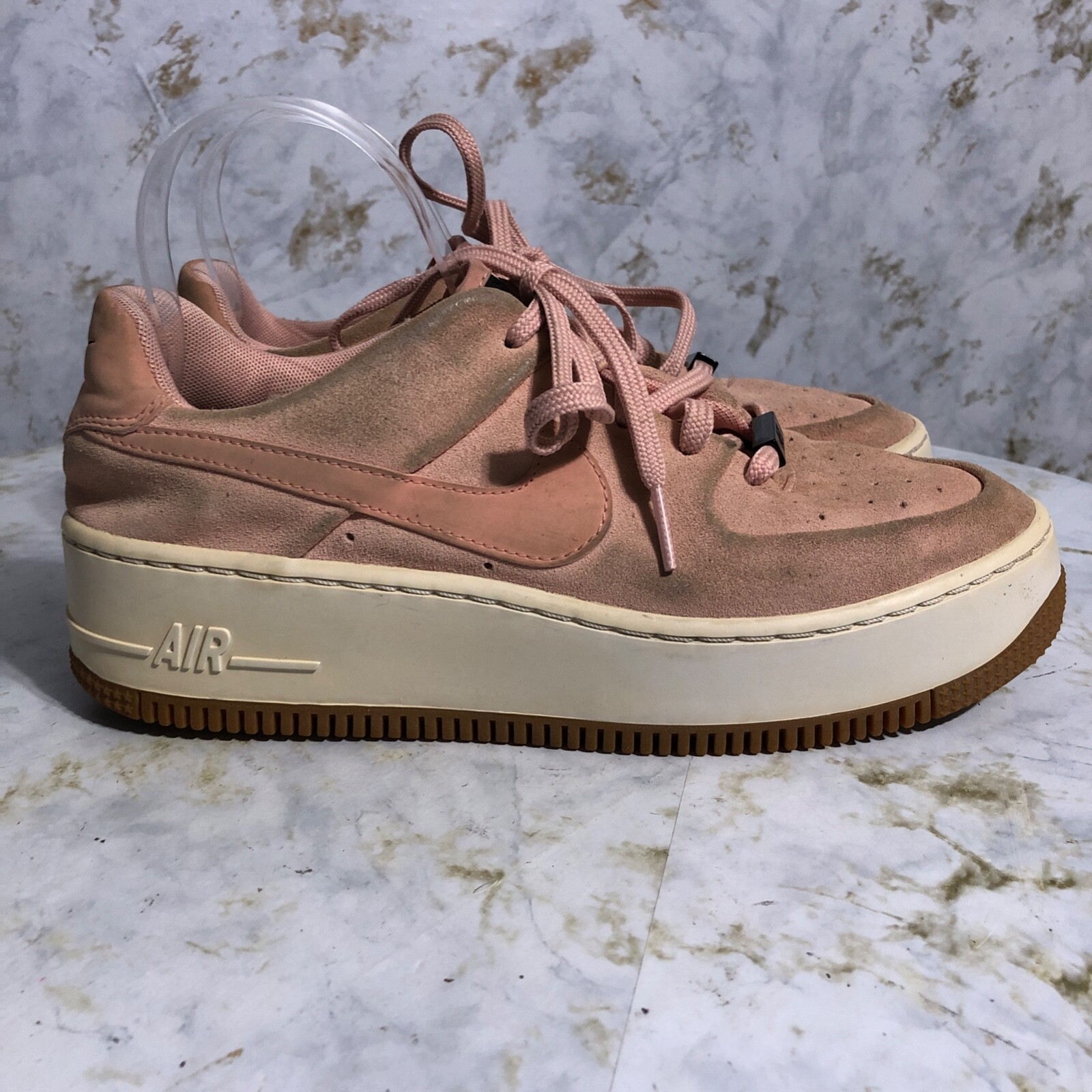 nike air force 1 sage pale pink suede trainers