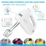 WEPSEN Hand Mixer Electric Mixing Bowls Set, 5 Speeds Handheld Mixer with 4 Nesting Stainless Steel Mixing Bowl, Measuring Cups Spoons 200W Kitchen Blender Whisk Beater Baking Supplies For Beginner