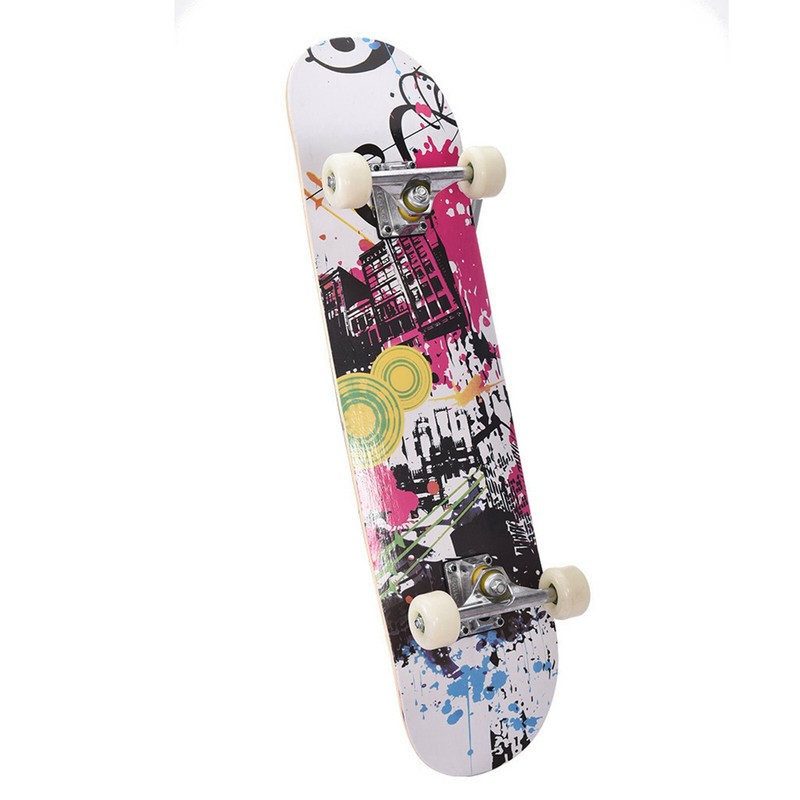 Complete Skateboard Double Kick Deck Concave Rhythmic City w/4 Wheels 31''x 8''