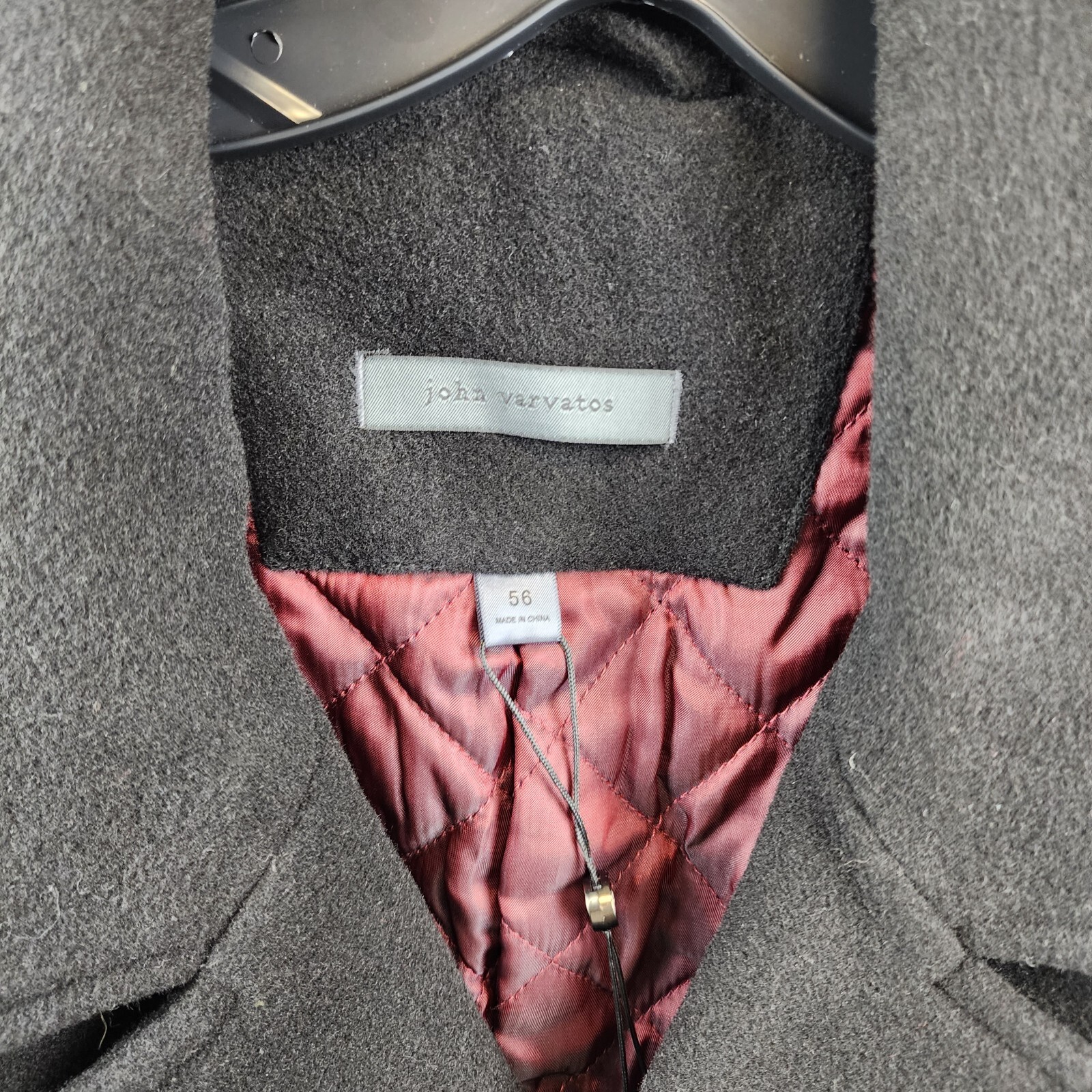 Pre-owned John Varvatos Wool Carlos Vintage I Peacoat Men's 56/xl Black Front Button L/s