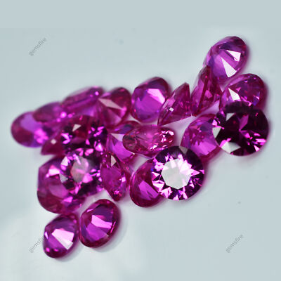8x8 mm Natural Untreated Round Cut Ruby 16 Pcs CERTIFIED Pink Gemstone
