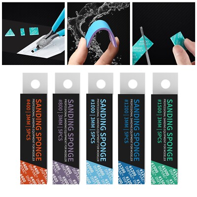 DSPIAE Pre-cutting Sanding Sponge Set for Modeler #400 #800 #1000 #1200 #1500