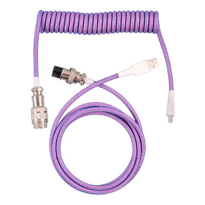 Keyboard Braided Cord Wire USB Type C Coiled Cable Aviation Plug Data Cable