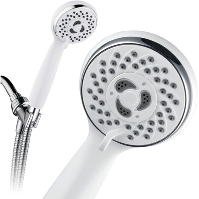 4-Setting Deluxe Handheld Shower, White, Adjustable Spray Options