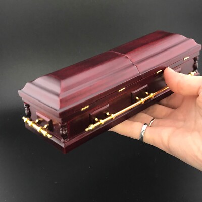 Wooden miniature coffin casket Mahogany color for 1:12 dollhouse Funeral buried