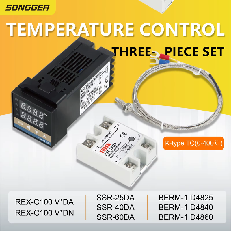 PID Temperature Controller REX-C100 Kit with SSR-25DA Solid State Relay & K Type