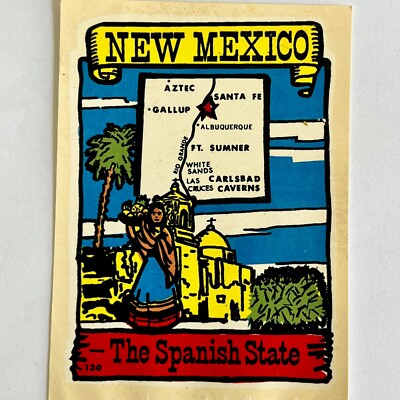 Baxter Lane Vintage NEW MEXICO Decal / Water Transfer Sticker Vibrant NOS 1950s