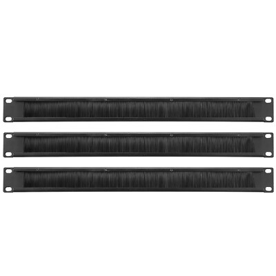 3pcs Brush Cable Manager 1U 19'' Horizontal Rack Mount Management Strip Panel