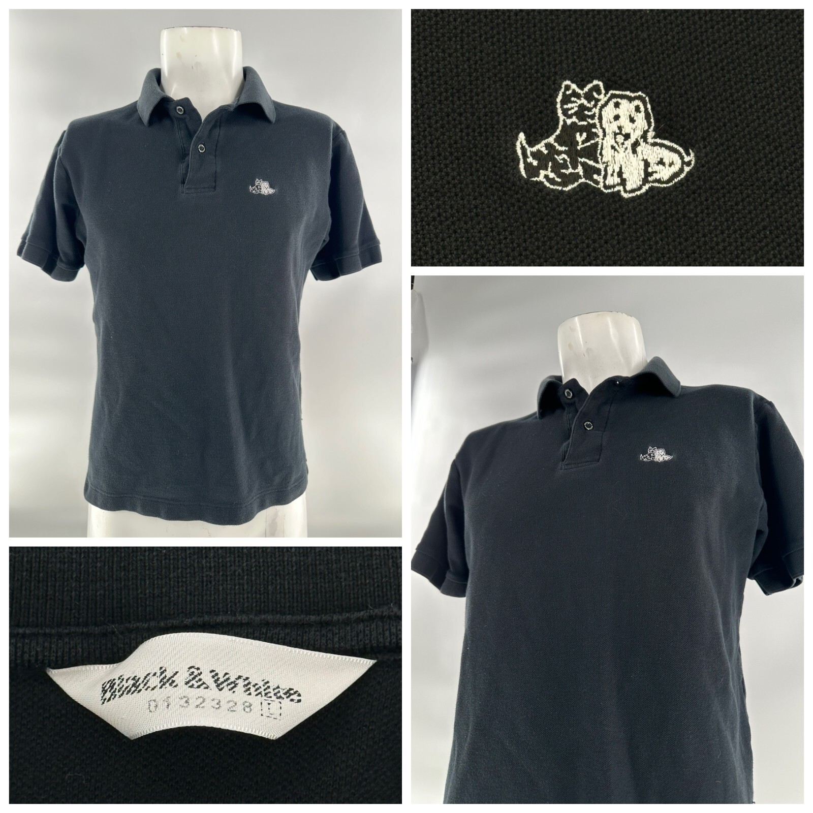 あんこ様 確認用(*'▽'*)♪ Japanese Designer Black & White Polo Shirt L Black 100