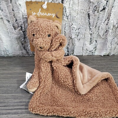 Home Fashions SO DREAMY Plush Brown SHERPA Teddy BEAR Security Blanket Lovey