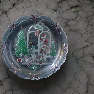 Crystal Clear Studios 1992 Christmas Joy 14'' Round Glass Platter 