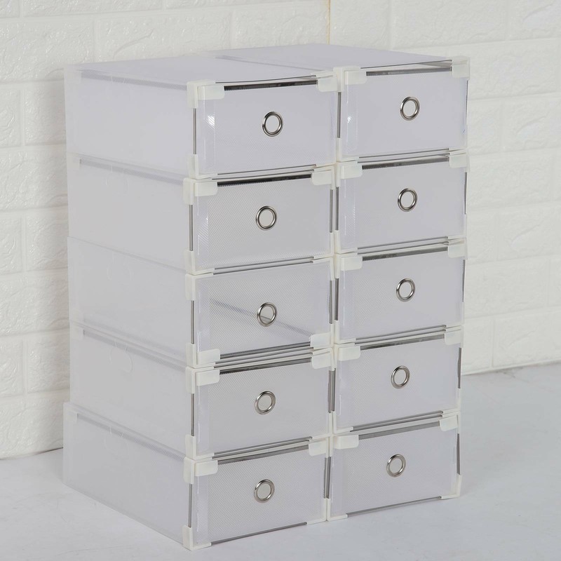 10x Schuhbox Stapelbarer Schuhorganizer Kunststoffbox Schuhkarton