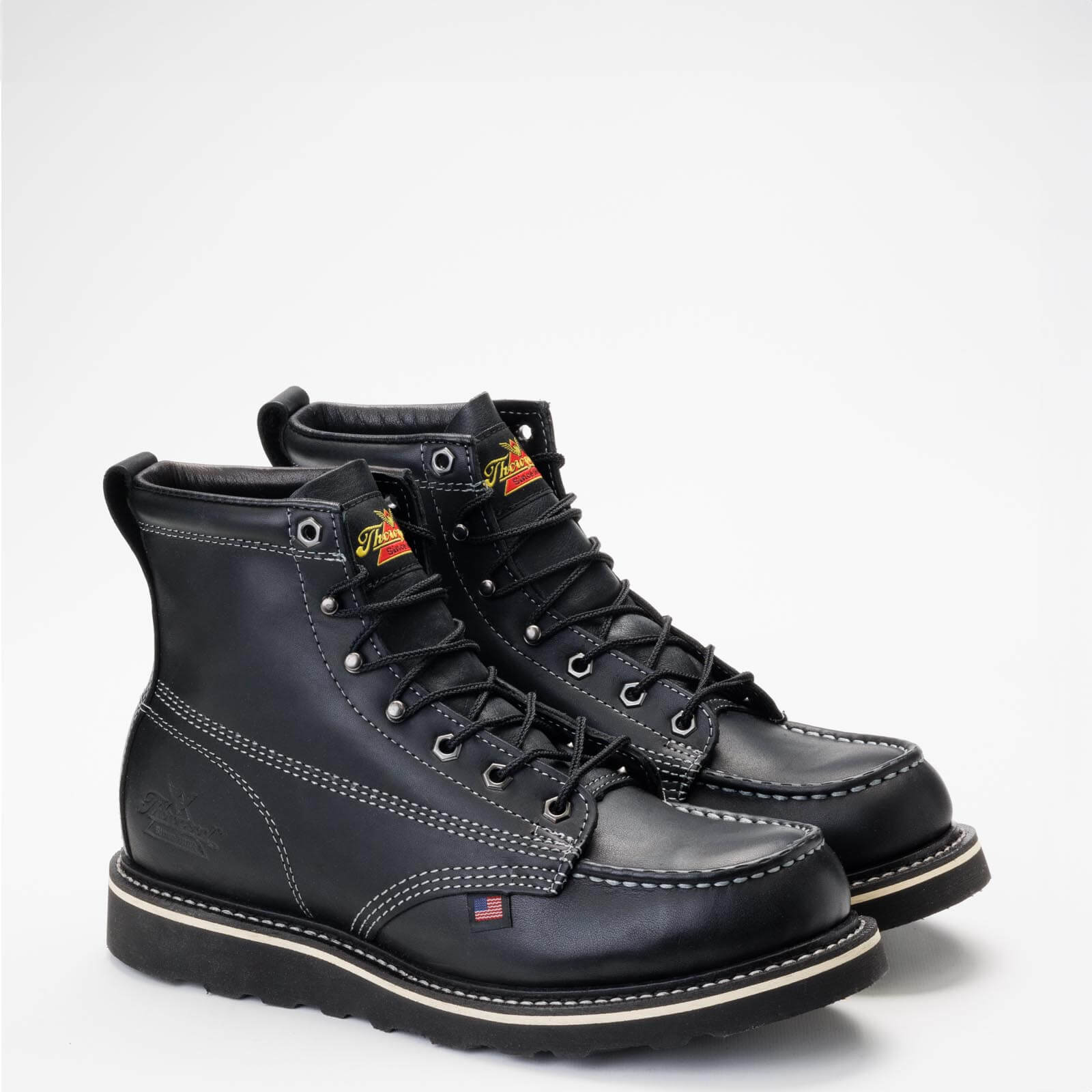 Pre-owned Thorogood Men's Midnight Series 6″ Black Toe Boo, Style 814-6206, Size 9 D