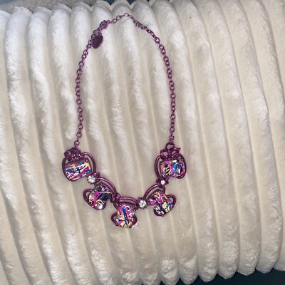 NWOT Betsey Johnson Harlem Shuffle Graffiti LARGE Crystal SPARKLY Pink Necklace