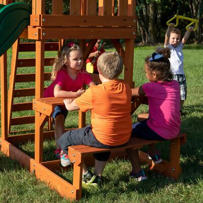 Backyard Discovery Cedar Wooden Swing Set Kids Outdoor 8 Ft Slide Playground ...