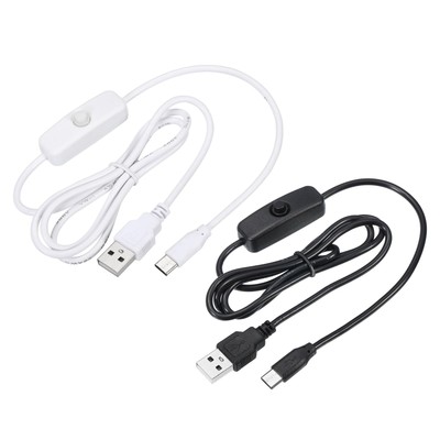 2pcs USB Male to USB Type C Male Power Cable 100cm with 501 Switch