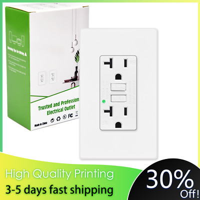 20A Amp GFCI Outlet Non-Tamper-Resistant Receptacle with LED Indicator Wallplate