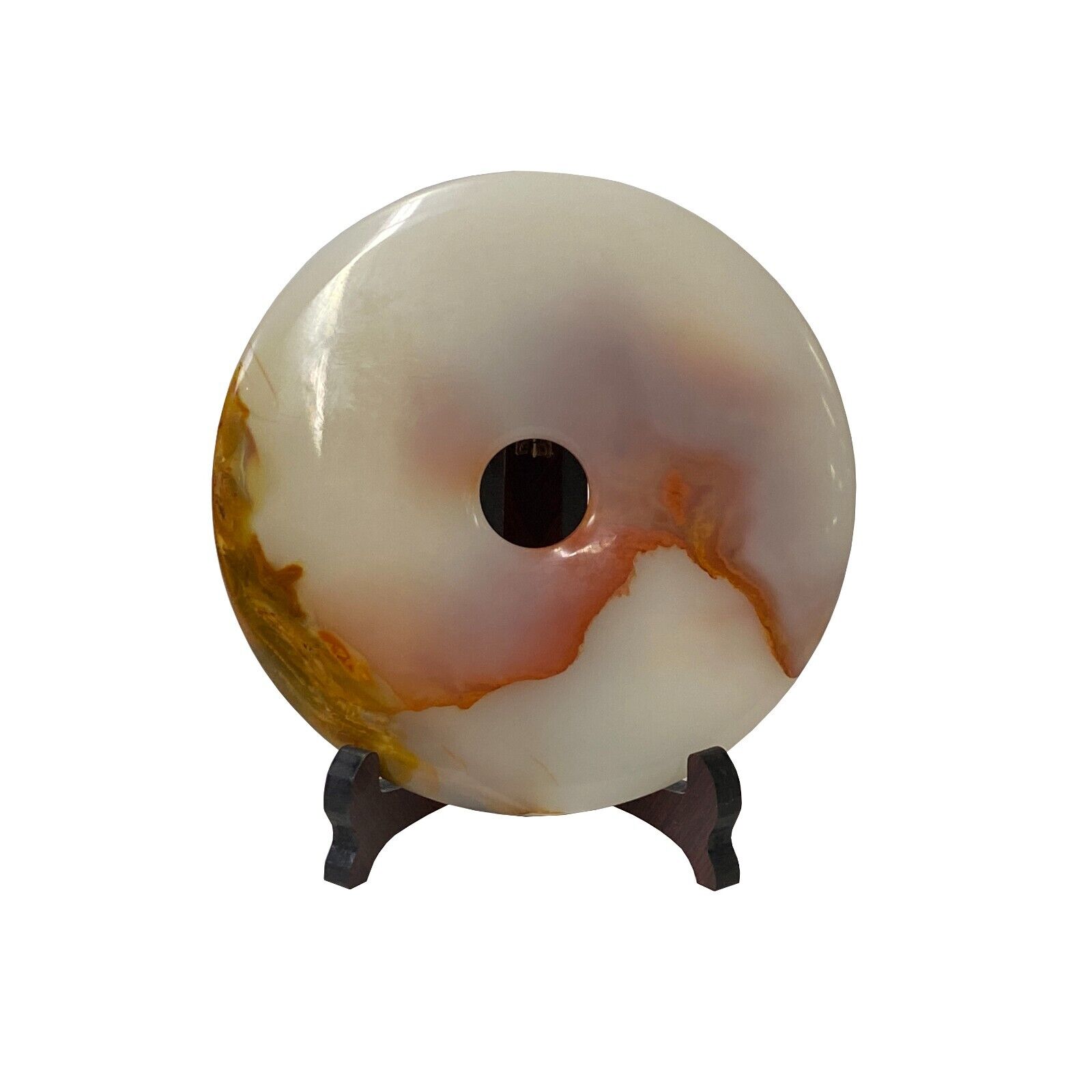 Natural White Brown Onyx Stone Round Fengshui Home Decor Display ws3175S Natural White Brown Onyx Stone Round Fengshui Home Decor Display ws3175S