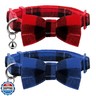 azuza Christmas Breakaway Kitten Collar with Bell, 2 Pack Safety Buckle Kitten Collars with Bowtie, Classic Xmas Plaid Design, Adjustable from 6