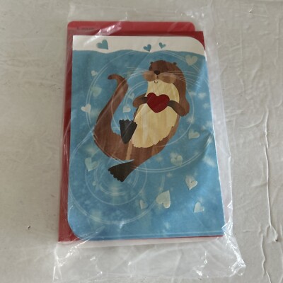 4 Hallmark Otter Hold My Heart Valentines Day Cards  Envelopes Plastic Wrapped