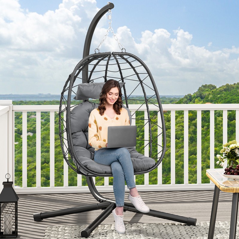 W/stand Hammock Swing Chair+cushion For Patio Garden