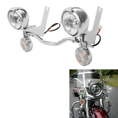 LED Passing Fog Spot Light Turn Signal Lamp Bar Fit For Harley Road King 94-13