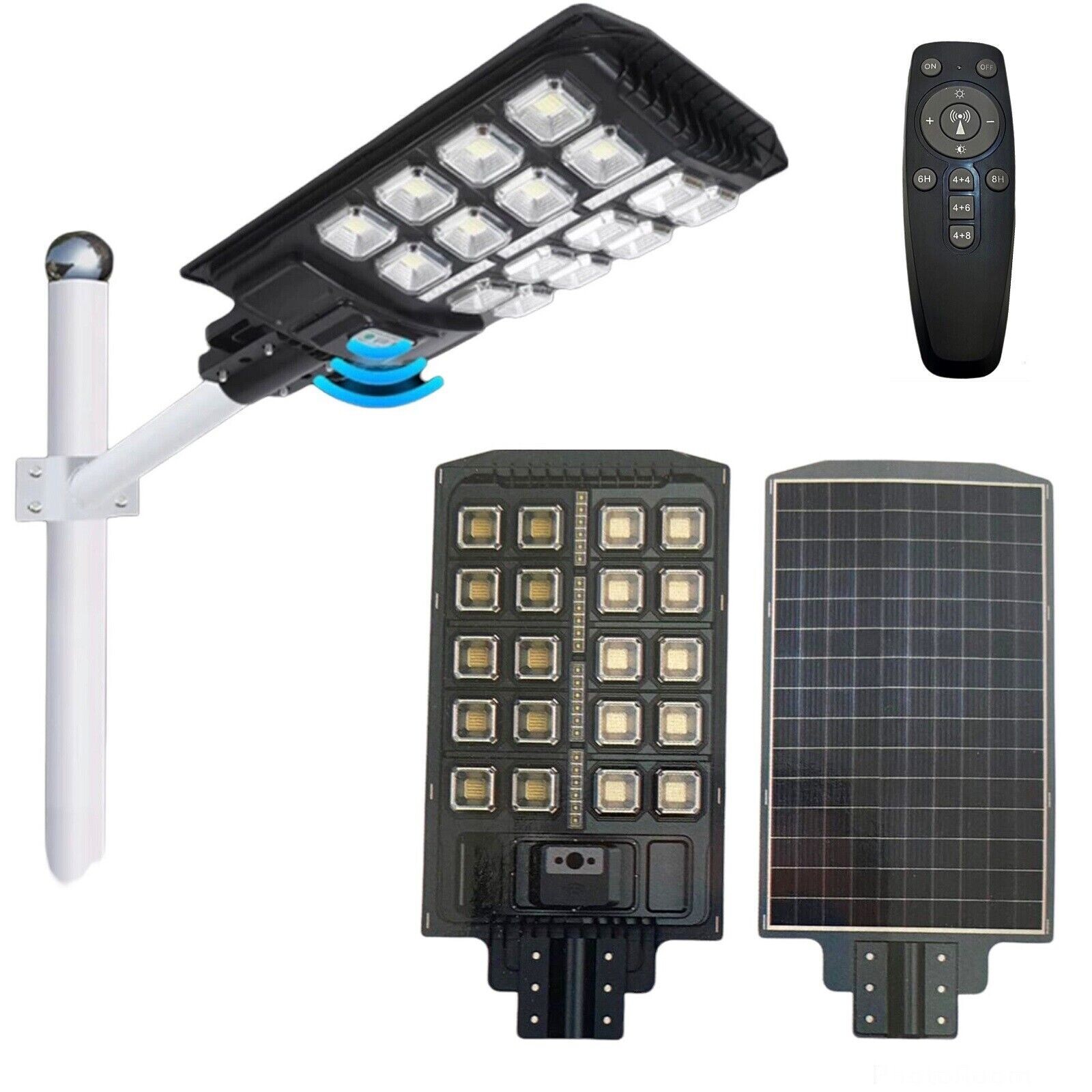 Faro Led Lampione Stradale 1200w Pannello Solare Sensore Crepuscolare Ip65 linq