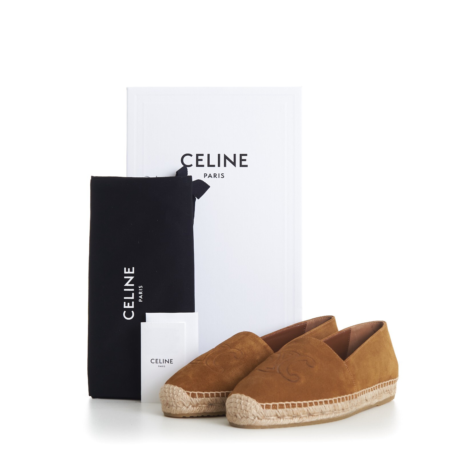 Pre-owned Celine 730$ Men's Espadrilles - Havana Brown Suede, Triomphe Monogram