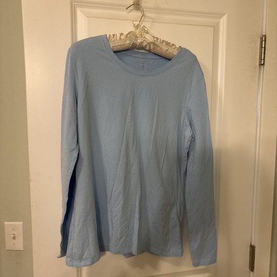 Amazon Essentials Light Blue Solid Long Sleeve Shirt Size L-Cotton Blend-EUC