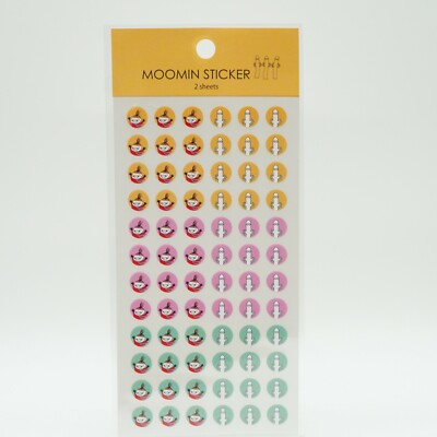 Moomin Characters Round Sticker 2 Sheets (Total 144pcs) BM028-88 Made in JAPAN