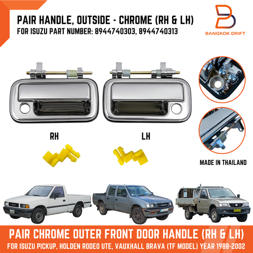 Pair RH LH Chrome Front Outer Door Exterior Handles for Isuzu Pickup 88-02 TF