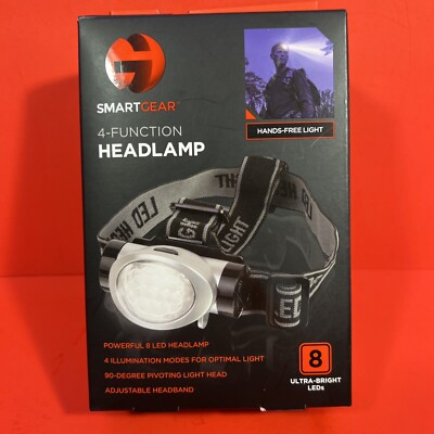 SMARTGEAR 4-FUNCTION HEADLAMP 8 BRIGHT LEDs 90 DEGREE PIVOTING HEAD uns nib