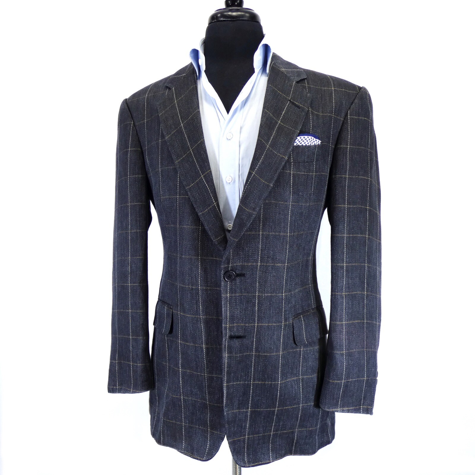 Gieves & Hawkes Savile Row Basketweave Over Check Jacket Coat 42 40