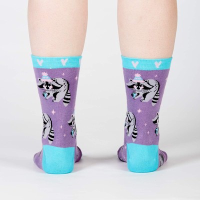 Winter Raccoon Trouser Crew Socks New Women's Size 9-11 Sock It To Me Fashion*