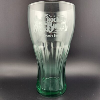 Coca Cola Cracker Barrel Old Country Store 7'' Tall Green Drinking Glass 20 oz