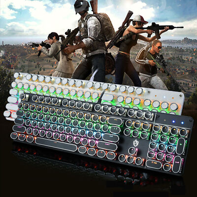 104 Keys Gaming Mechanical Keyboard Typewriter Keyboard Backlit Steampunk LED