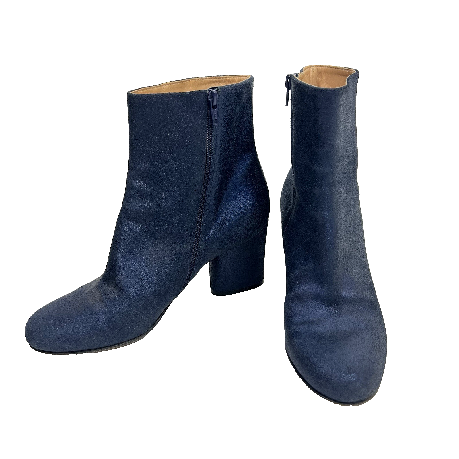Maison Margiela Ankle Boots Size 38 Navy Blue Metallic Heels