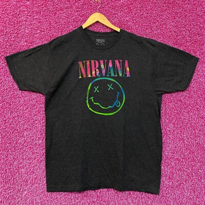 Nirvana Nevermind Psychedelic Colored Smiley Grunge Tee 2X