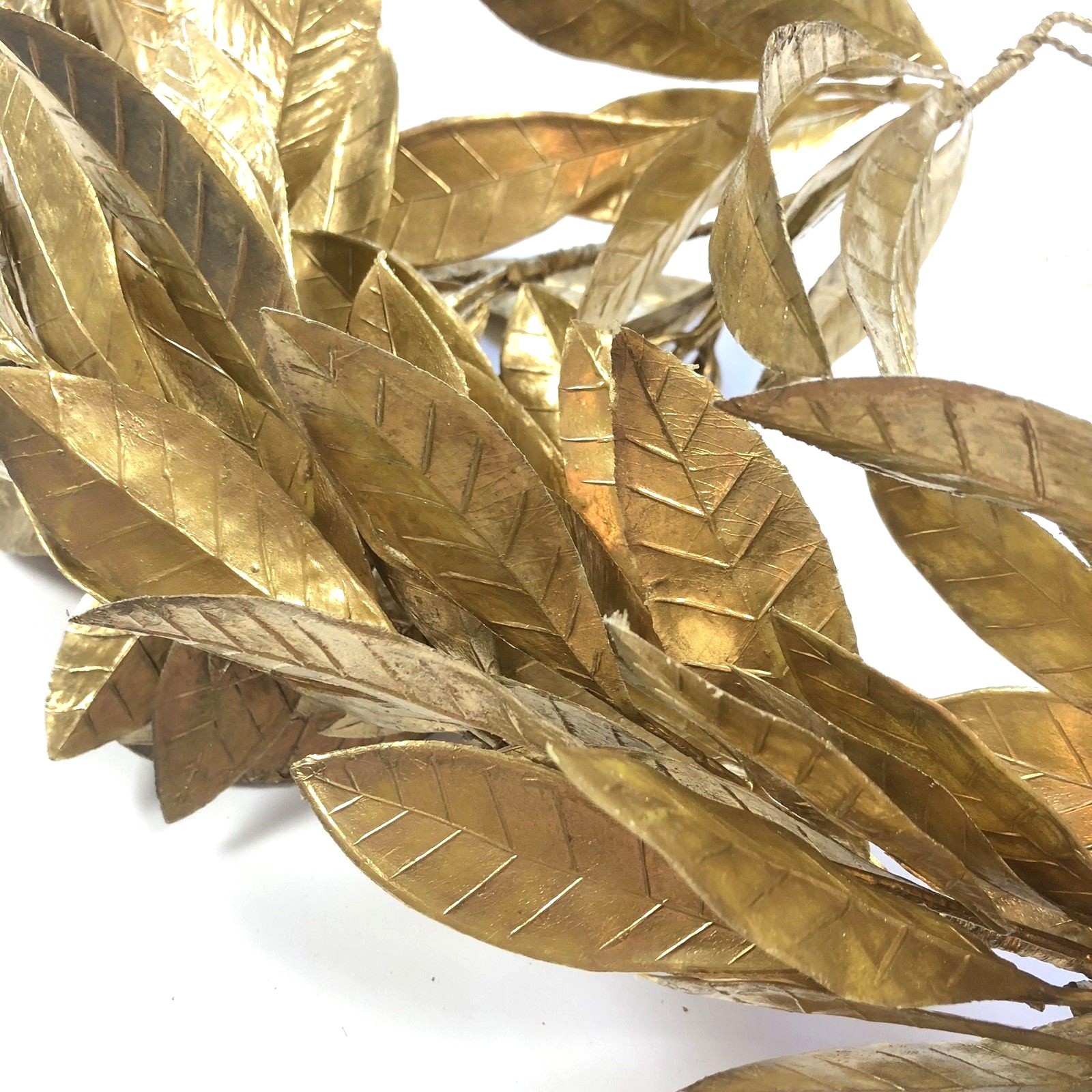 NWT Bergdorf Goodman metallic gold golden leaf leaves Christmas holiday garland