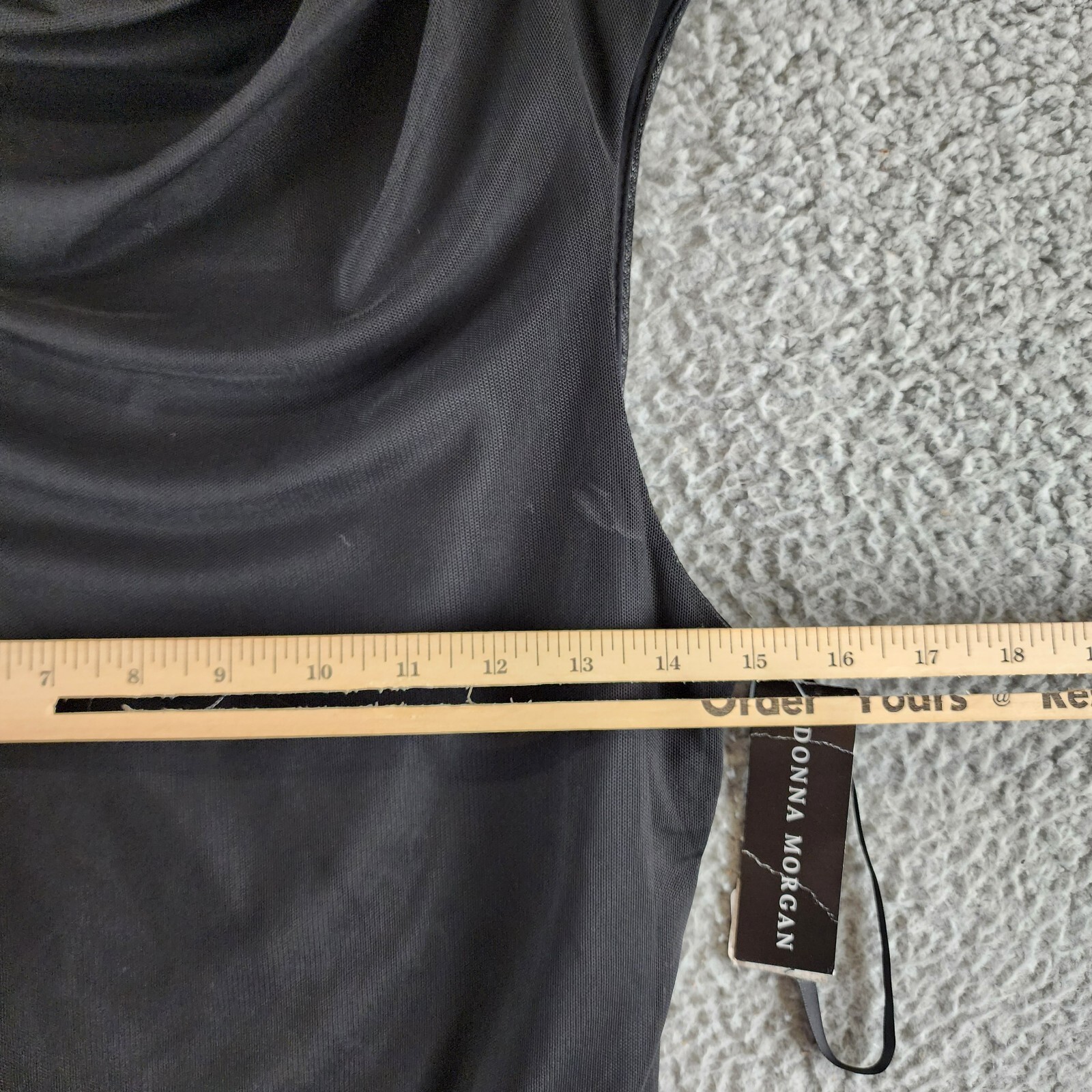 Donna Morgan Asymmetric Neck Side Pleat Maxi Dress Women's 8 Black Side Zipped - Picture 8 of 18