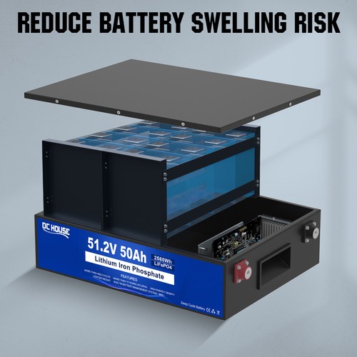 48V 50Ah 100Ah Metal Case LiFePO4 Lithium Battery Deep Cycle BMS Golf Cart Solar