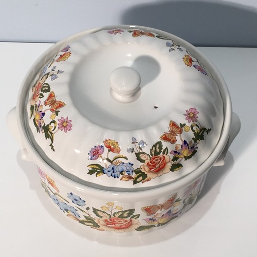 Aynsley Cottage Garden Covered Casserole Dish With Cover Oven Safe England