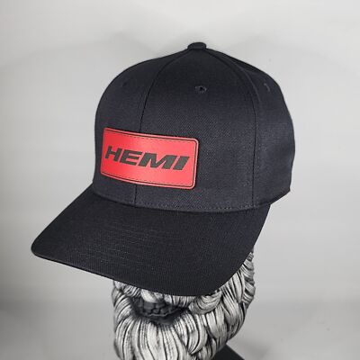 New Hemi Hat Flexfit 110 Pro Performance cap Leatherette Hat Patch Mopar 